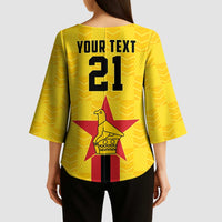 Zimbabwe Football Custom Kimono Sleeve Blouse The Warriors with Zimbabwe Bird - Wonder Print Shop
