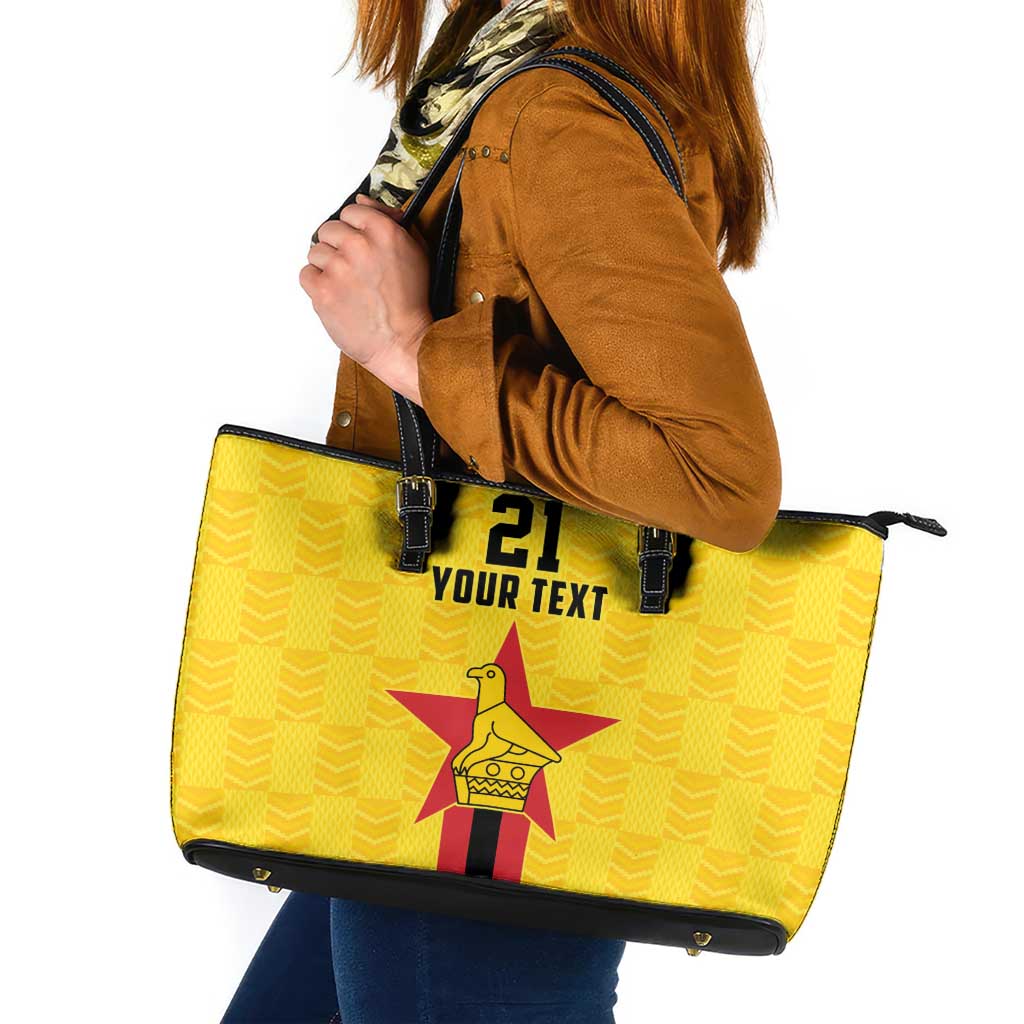 Zimbabwe Football Custom Leather Tote Bag The Warriors with Zimbabwe Bird - Wonder Print Shop