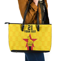Zimbabwe Football Custom Leather Tote Bag The Warriors with Zimbabwe Bird - Wonder Print Shop