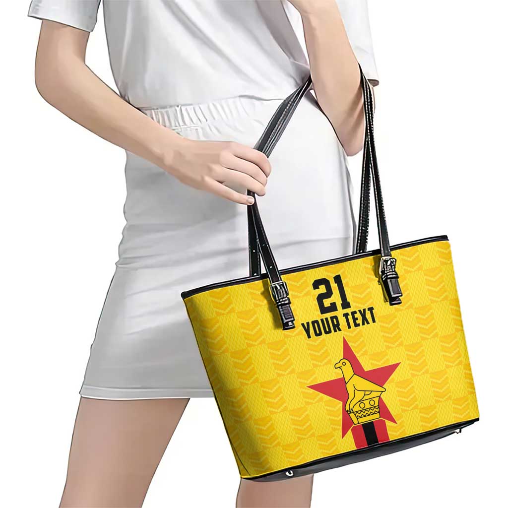 Zimbabwe Football Custom Leather Tote Bag The Warriors with Zimbabwe Bird - Wonder Print Shop