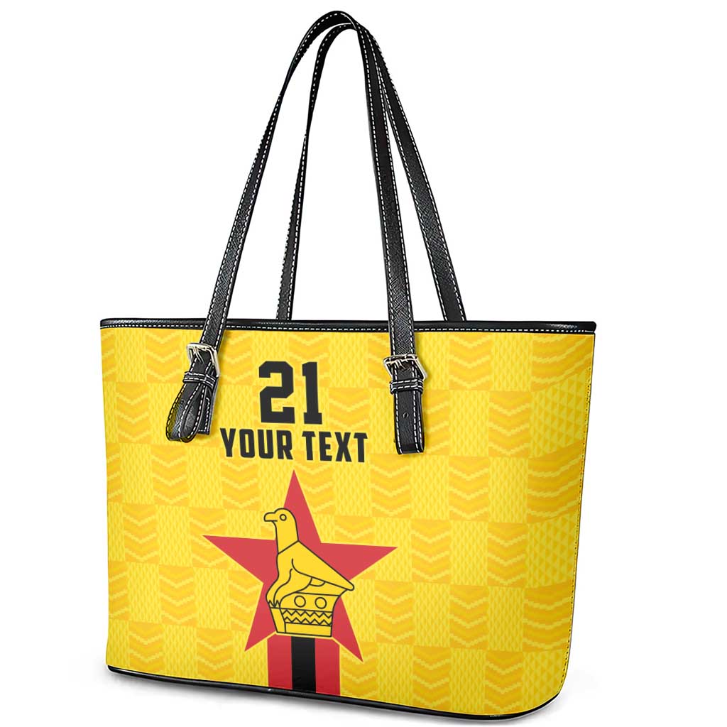 Zimbabwe Football Custom Leather Tote Bag The Warriors with Zimbabwe Bird - Wonder Print Shop