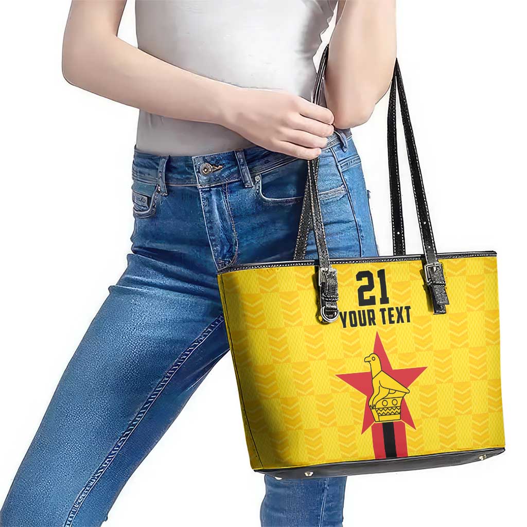Zimbabwe Football Custom Leather Tote Bag The Warriors with Zimbabwe Bird - Wonder Print Shop