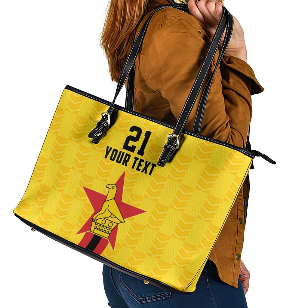 Zimbabwe Football Custom Leather Tote Bag The Warriors with Zimbabwe Bird - Wonder Print Shop