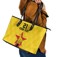 Zimbabwe Football Custom Leather Tote Bag The Warriors with Zimbabwe Bird - Wonder Print Shop