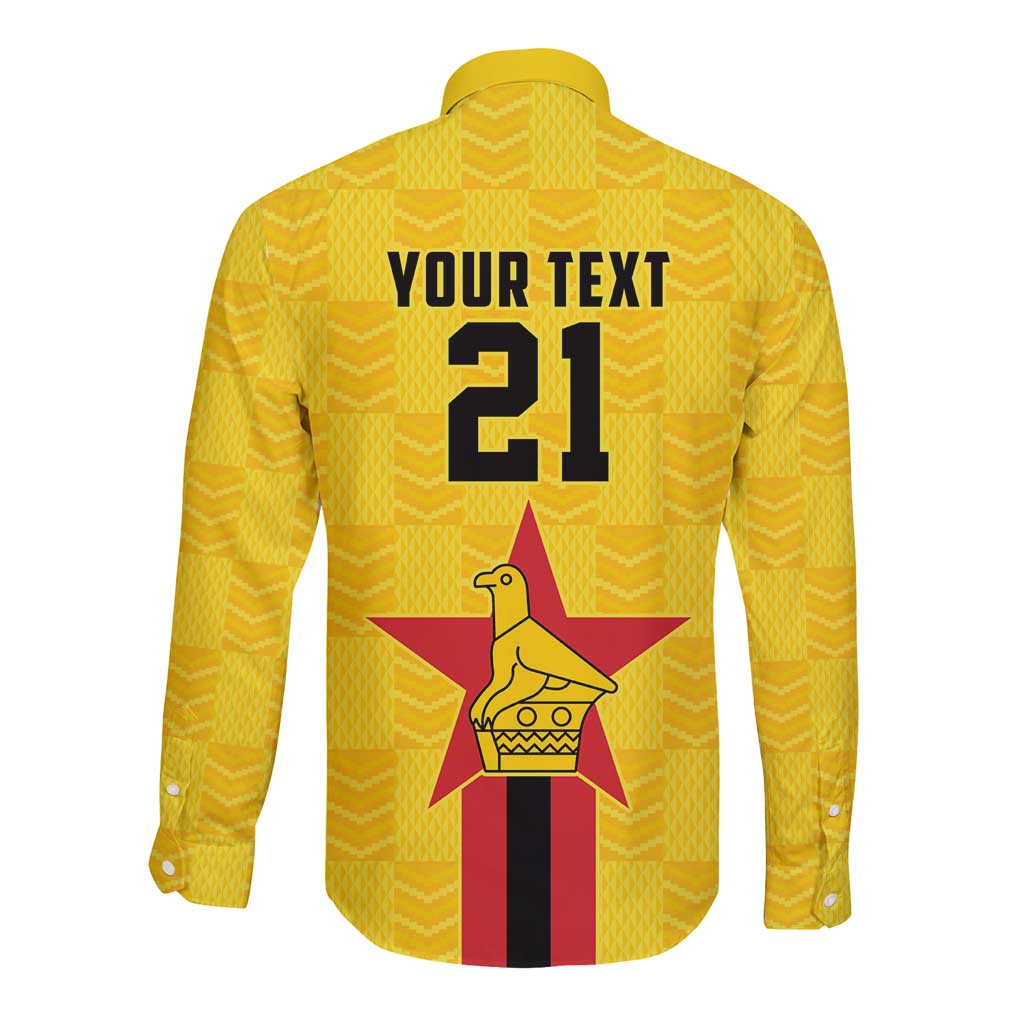 Zimbabwe Football Custom Long Sleeve Button Shirt The Warriors with Zimbabwe Bird - Wonder Print Shop