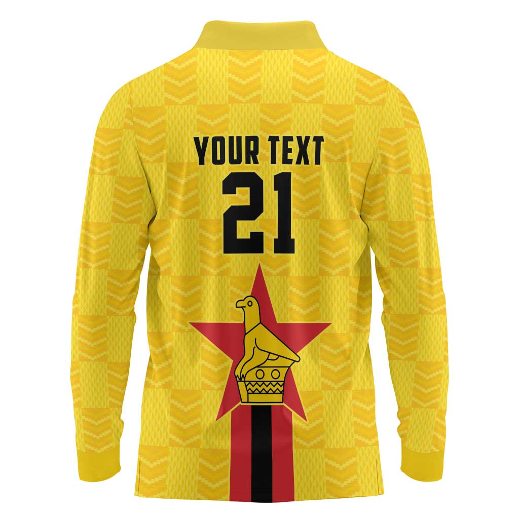 Zimbabwe Football Custom Long Sleeve Polo Shirt The Warriors with Zimbabwe Bird - Wonder Print Shop