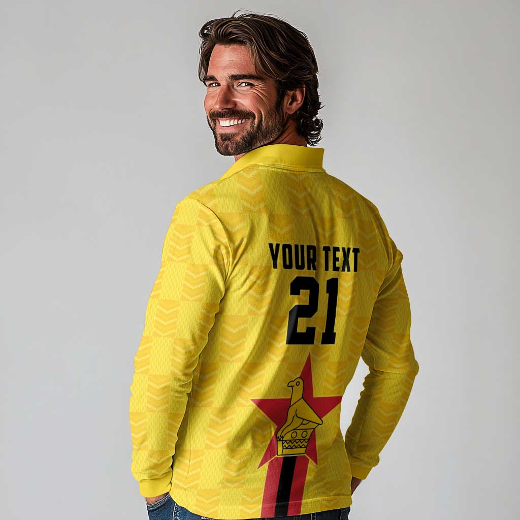 Zimbabwe Football Custom Long Sleeve Polo Shirt The Warriors with Zimbabwe Bird - Wonder Print Shop