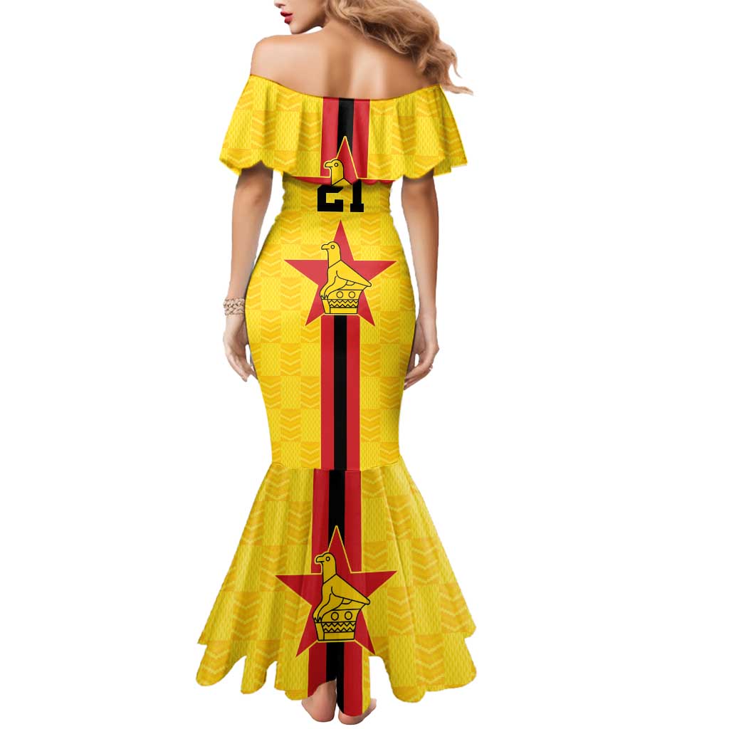 Zimbabwe Football Custom Mermaid Dress The Warriors with Zimbabwe Bird - Wonder Print Shop