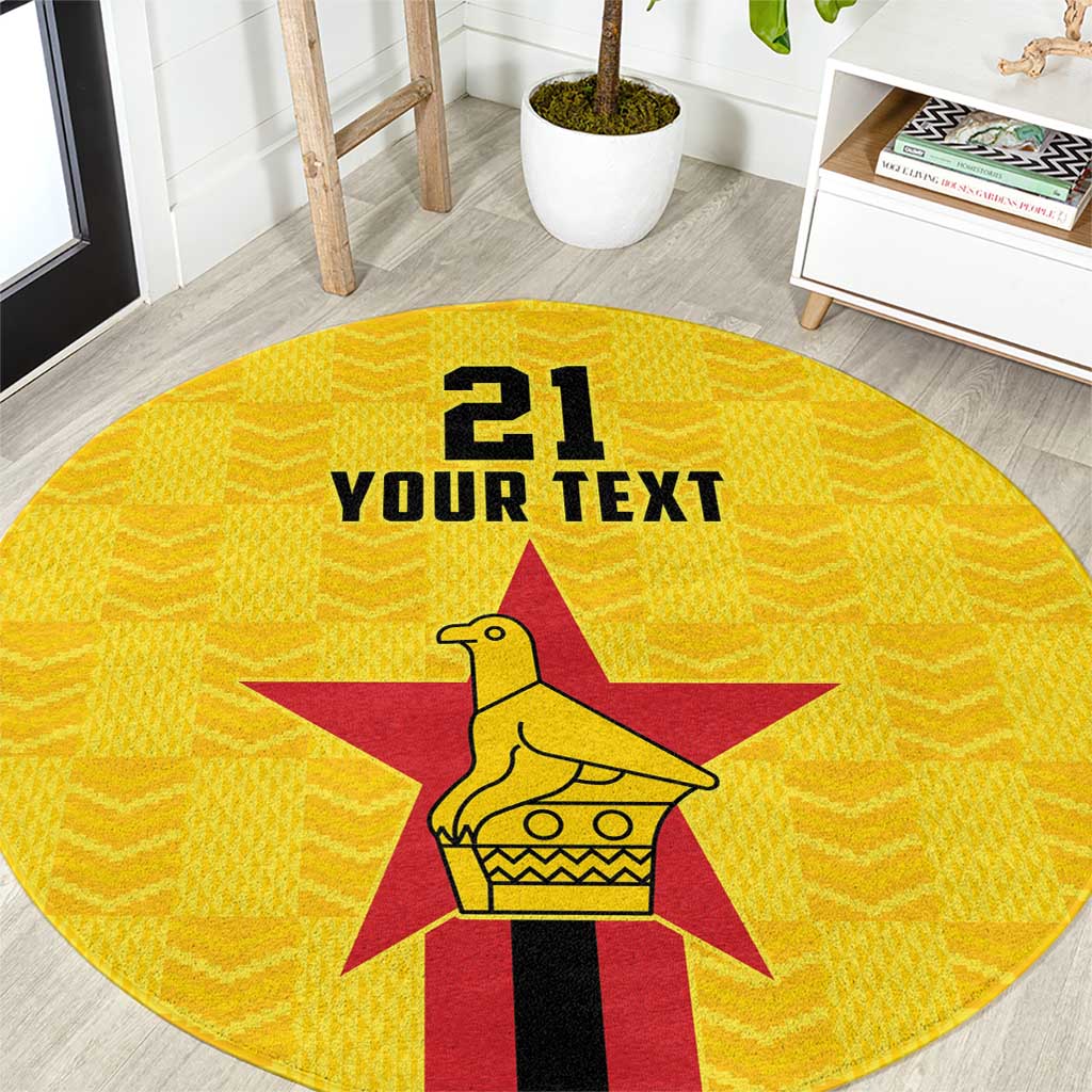 Zimbabwe Football Custom Round Carpet The Warriors with Zimbabwe Bird - Wonder Print Shop