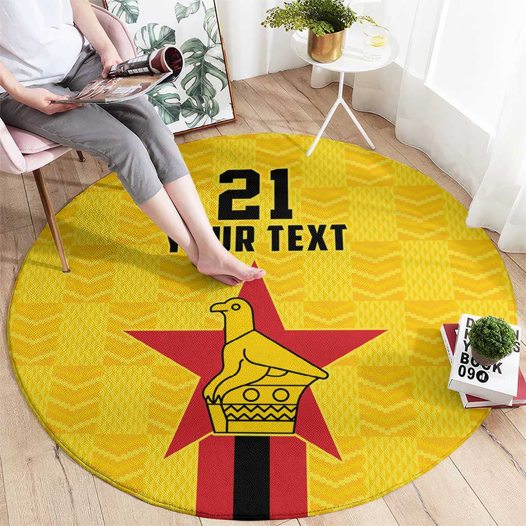 Zimbabwe Football Custom Round Carpet The Warriors with Zimbabwe Bird - Wonder Print Shop