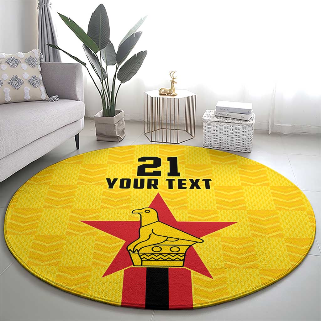 Zimbabwe Football Custom Round Carpet The Warriors with Zimbabwe Bird - Wonder Print Shop