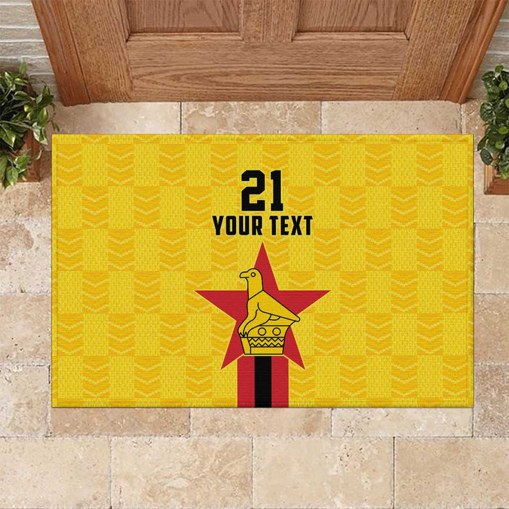 Zimbabwe Football Custom Rubber Doormat The Warriors with Zimbabwe Bird - Wonder Print Shop