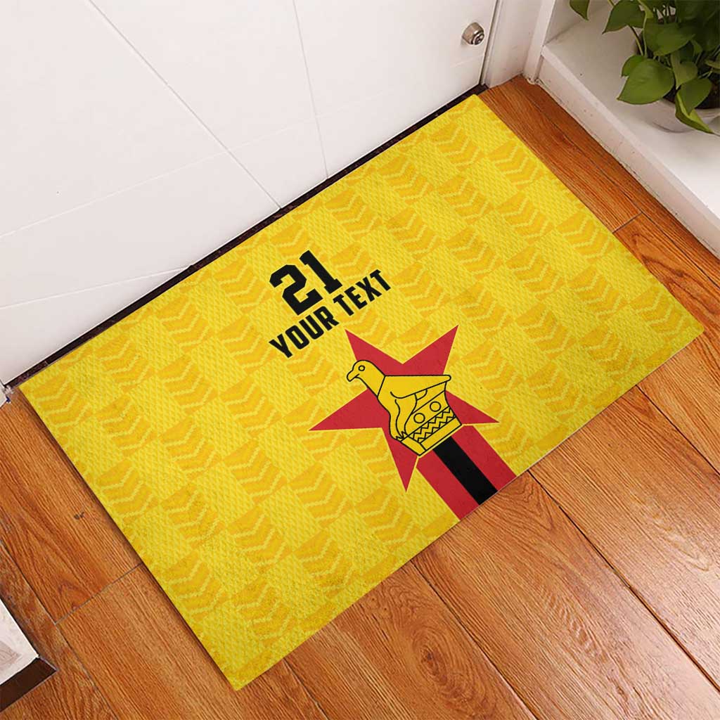 Zimbabwe Football Custom Rubber Doormat The Warriors with Zimbabwe Bird - Wonder Print Shop