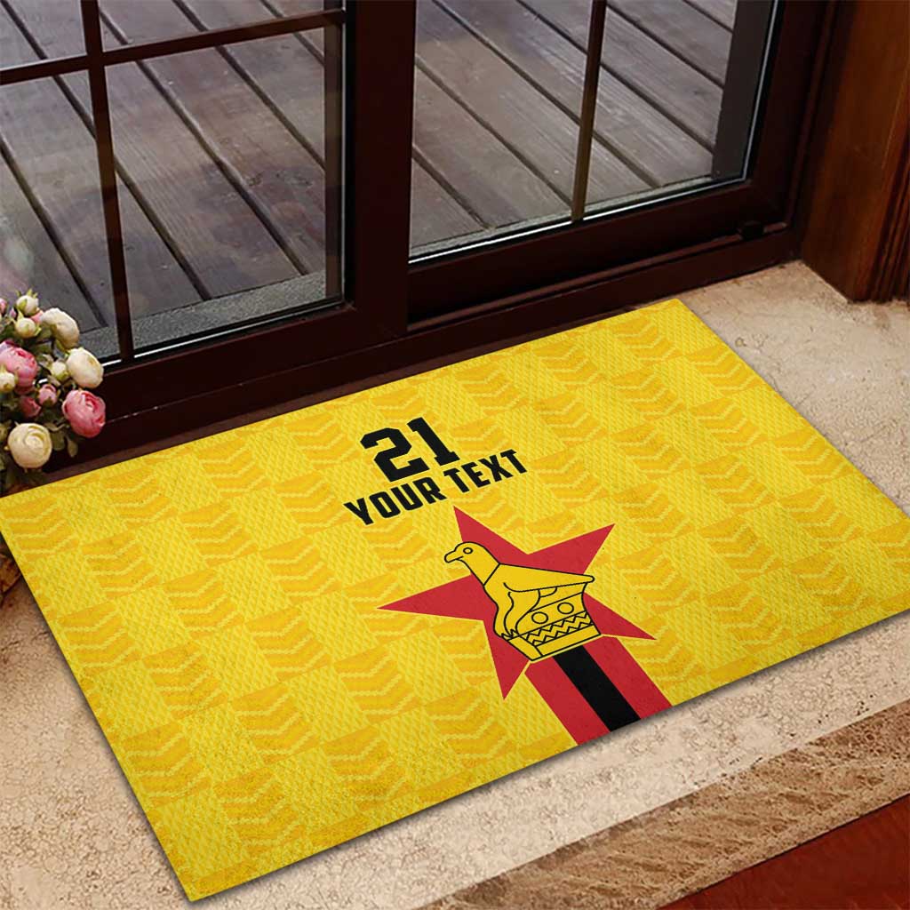 Zimbabwe Football Custom Rubber Doormat The Warriors with Zimbabwe Bird - Wonder Print Shop
