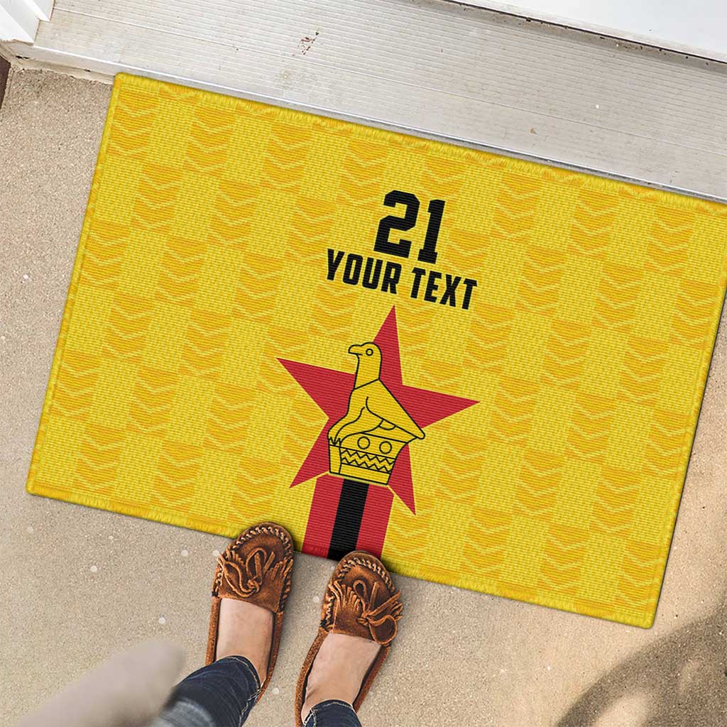 Zimbabwe Football Custom Rubber Doormat The Warriors with Zimbabwe Bird - Wonder Print Shop