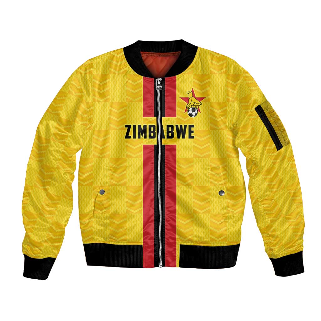 Zimbabwe Football Custom Sleeve Zip Bomber Jacket The Warriors with Zimbabwe Bird - Wonder Print Shop