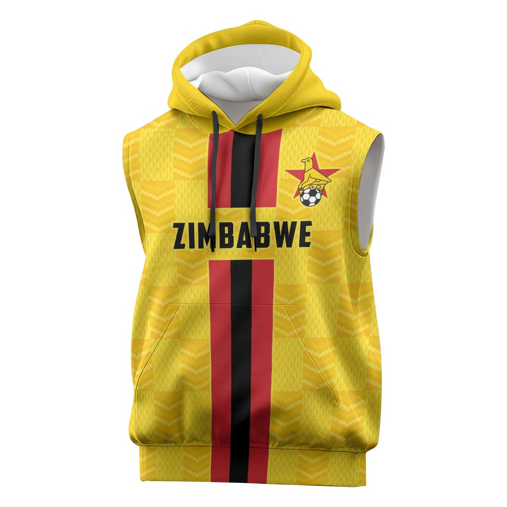 Zimbabwe Football Custom Sleeveless Hoodie The Warriors with Zimbabwe Bird - Wonder Print Shop