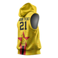Zimbabwe Football Custom Sleeveless Hoodie The Warriors with Zimbabwe Bird - Wonder Print Shop