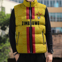 Zimbabwe Football Custom Sleeveless Puffer Jacket The Warriors with Zimbabwe Bird - Wonder Print Shop