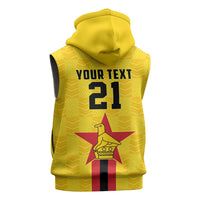 Zimbabwe Football Custom Sleeveless Zip Hoodie The Warriors with Zimbabwe Bird - Wonder Print Shop