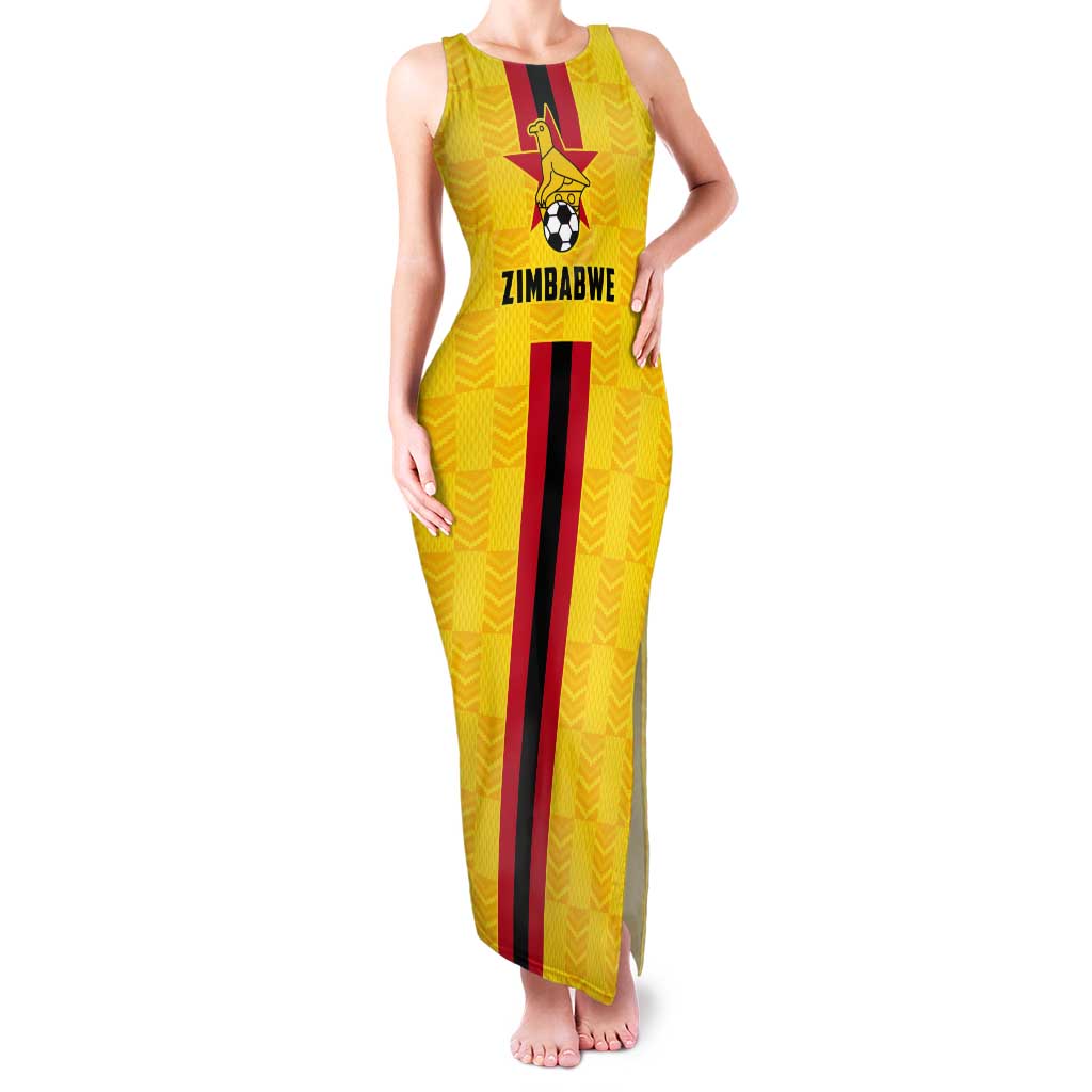 Zimbabwe Football Custom Tank Maxi Dress The Warriors with Zimbabwe Bird - Wonder Print Shop