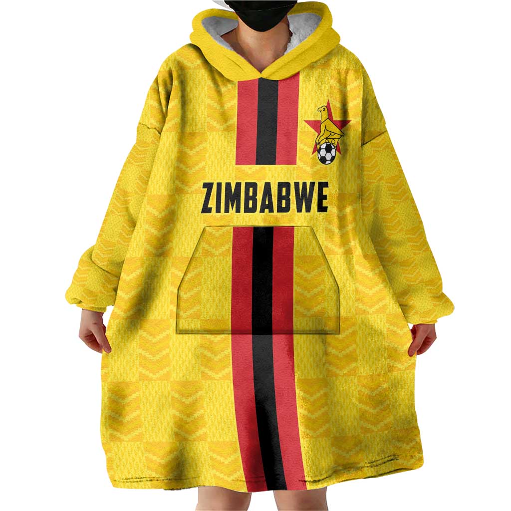 Zimbabwe Football Custom Wearable Blanket Hoodie The Warriors with Zimbabwe Bird - Wonder Print Shop