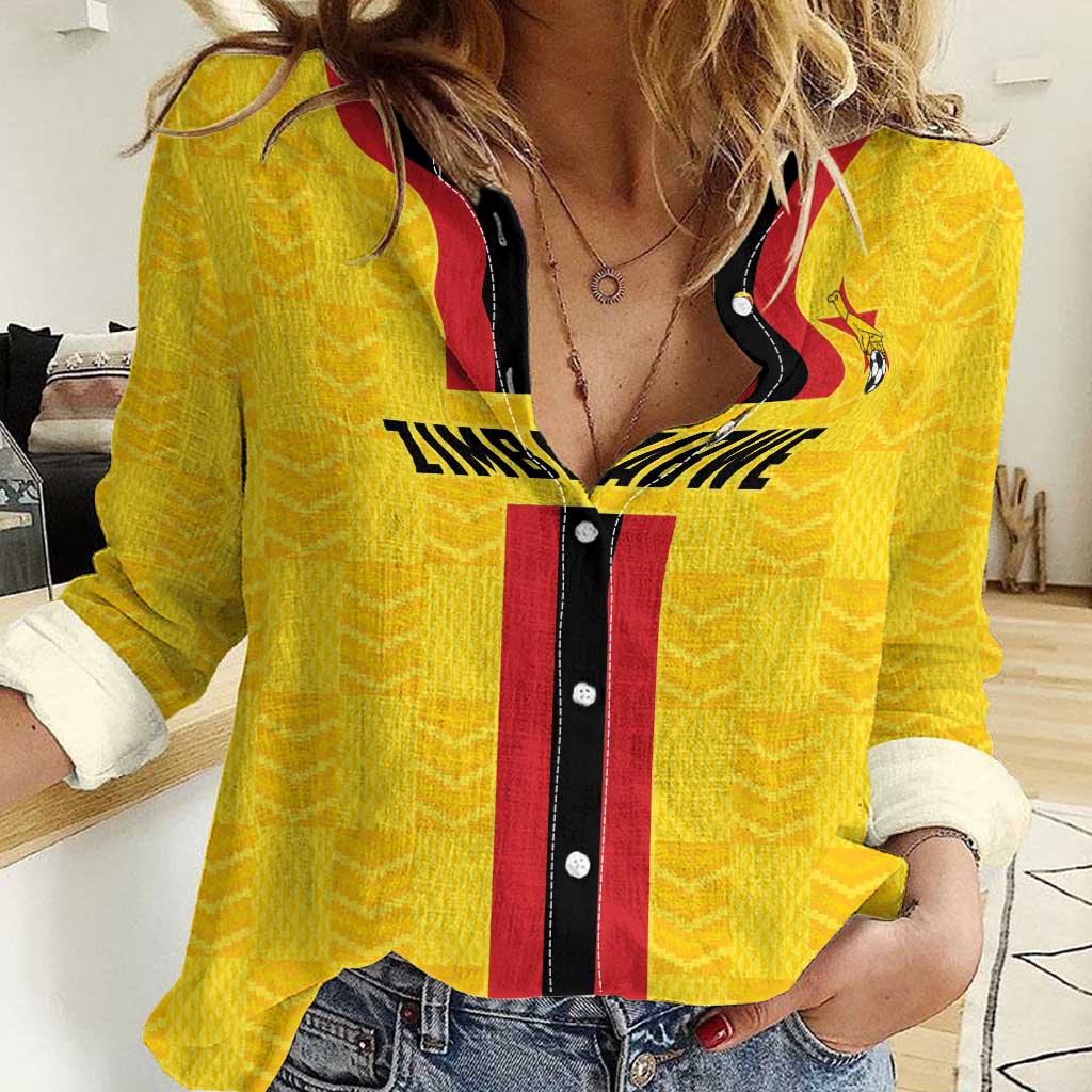 Zimbabwe Football Custom Women Casual Shirt The Warriors with Zimbabwe Bird - Wonder Print Shop