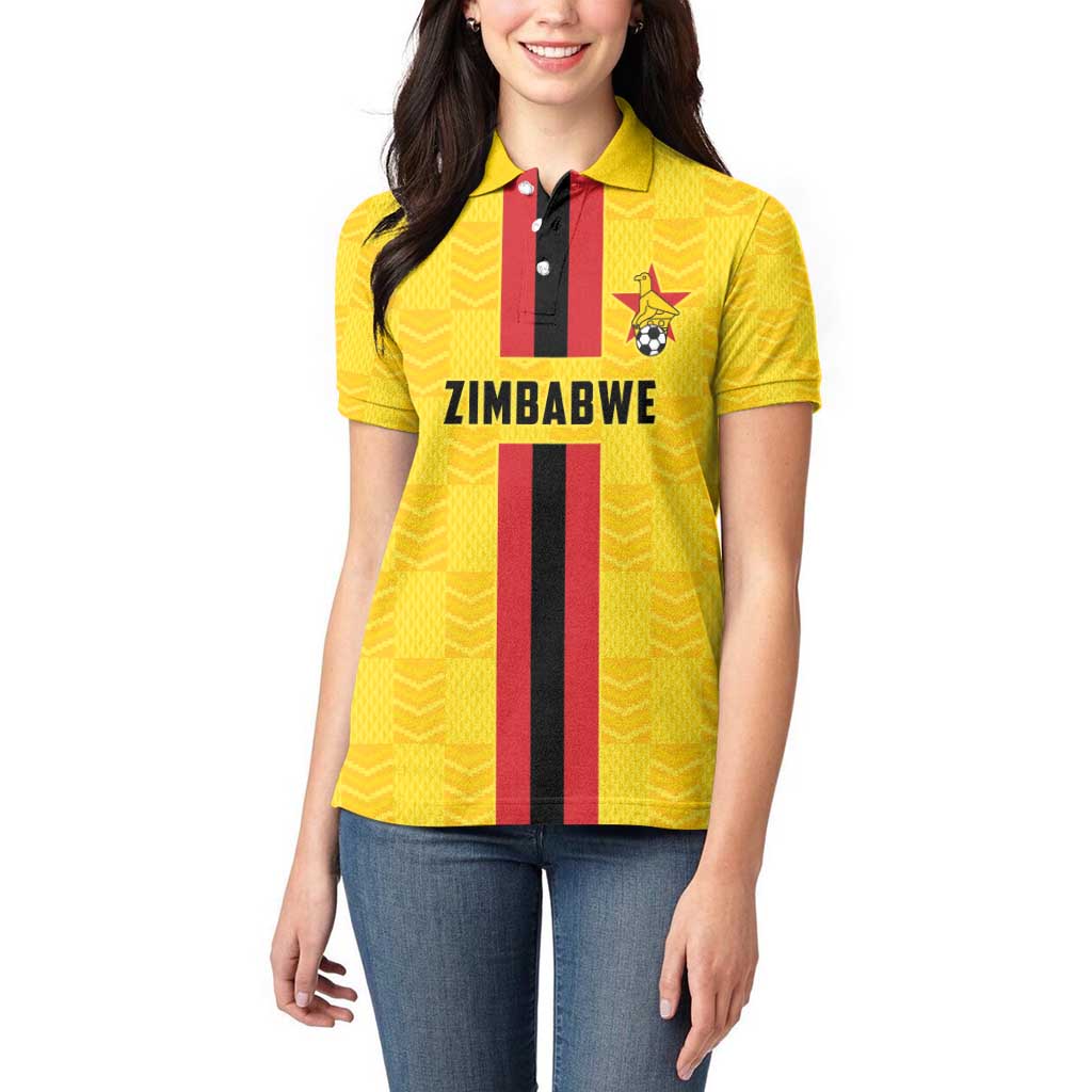 Zimbabwe Football Custom Women Polo Shirt The Warriors with Zimbabwe Bird - Wonder Print Shop