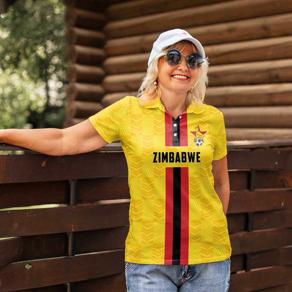 Zimbabwe Football Custom Women Polo Shirt The Warriors with Zimbabwe Bird - Wonder Print Shop
