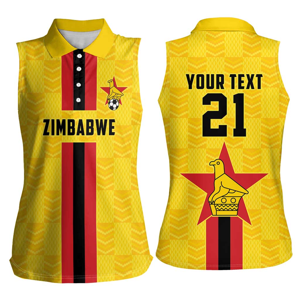 Zimbabwe Football Custom Women Sleeveless Polo Shirt The Warriors with Zimbabwe Bird - Wonder Print Shop
