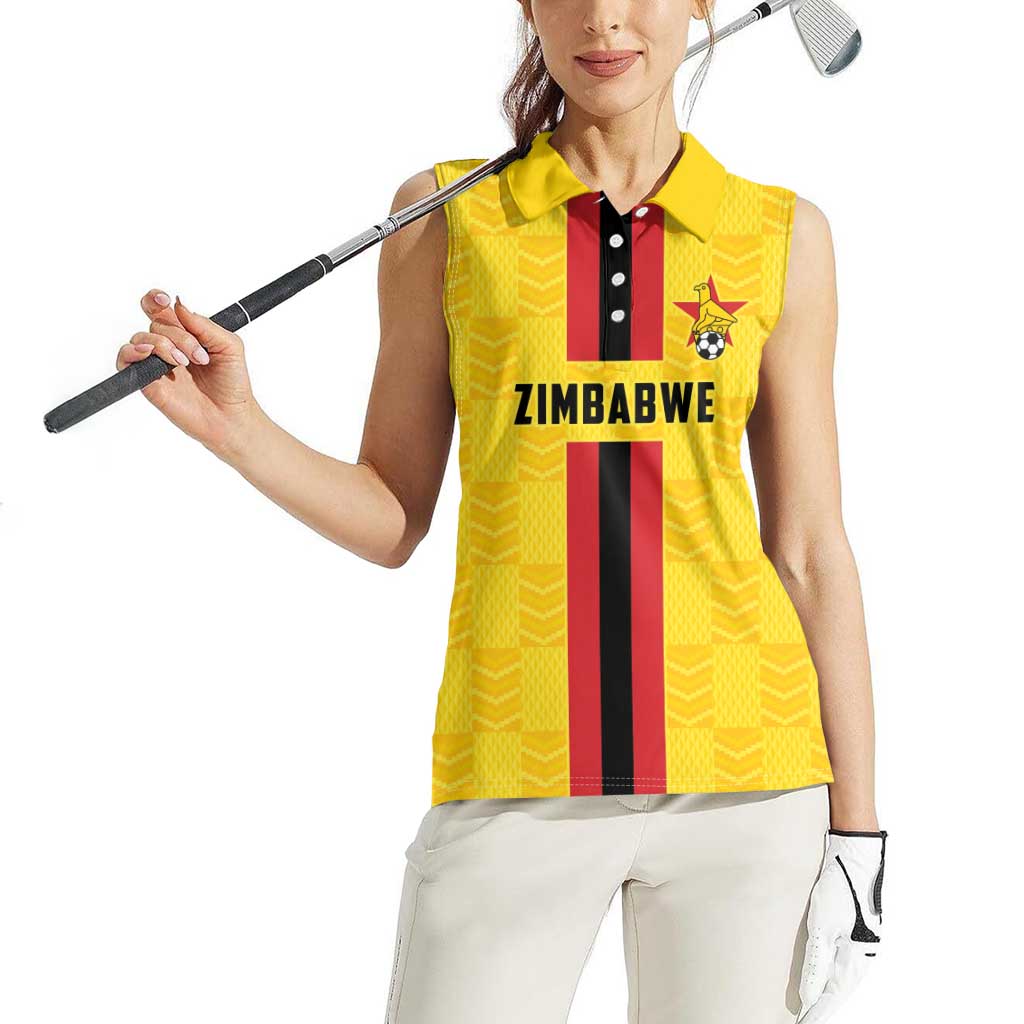 Zimbabwe Football Custom Women Sleeveless Polo Shirt The Warriors with Zimbabwe Bird - Wonder Print Shop