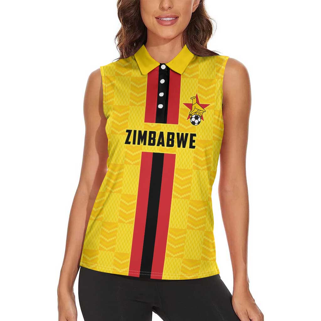 Zimbabwe Football Custom Women Sleeveless Polo Shirt The Warriors with Zimbabwe Bird - Wonder Print Shop