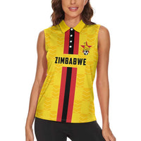 Zimbabwe Football Custom Women Sleeveless Polo Shirt The Warriors with Zimbabwe Bird - Wonder Print Shop