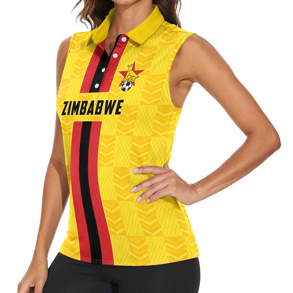 Zimbabwe Football Custom Women Sleeveless Polo Shirt The Warriors with Zimbabwe Bird - Wonder Print Shop