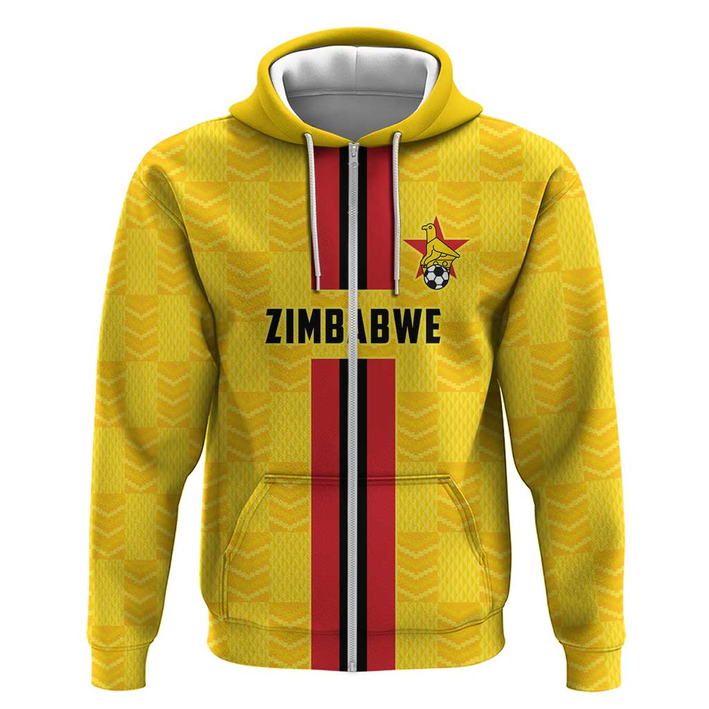 Zimbabwe Football Custom Zip Hoodie The Warriors with Zimbabwe Bird - Wonder Print Shop