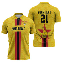 Zimbabwe Football Custom Zipper Polo Shirt The Warriors with Zimbabwe Bird - Wonder Print Shop