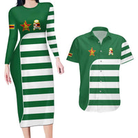 Zimbabwe Rugby Couples Matching Long Sleeve Bodycon Dress and Hawaiian Shirt One For The History Sables - Wonder Print Shop