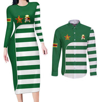 Zimbabwe Rugby Couples Matching Long Sleeve Bodycon Dress and Long Sleeve Button Shirt One For The History Sables - Wonder Print Shop