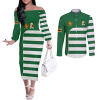 Zimbabwe Rugby Couples Matching Off The Shoulder Long Sleeve Dress and Long Sleeve Button Shirt One For The History Sables - Wonder Print Shop