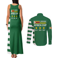 Zimbabwe Rugby Couples Matching Tank Maxi Dress and Long Sleeve Button Shirt One For The History Sables - Wonder Print Shop