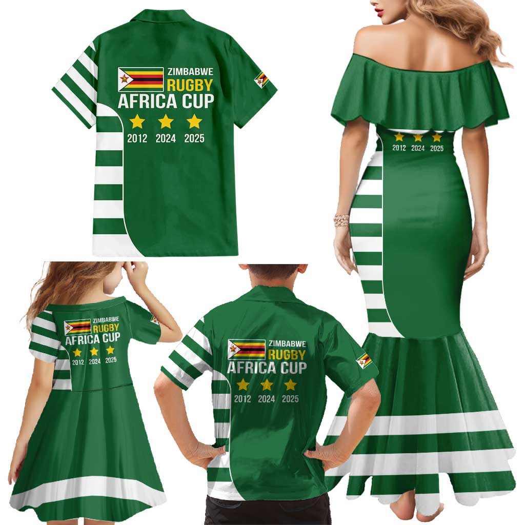 Zimbabwe Rugby Family Matching Mermaid Dress and Hawaiian Shirt One For The History Sables - Wonder Print Shop