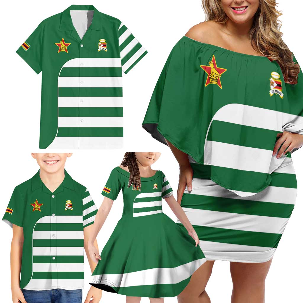 Zimbabwe Rugby Family Matching Off Shoulder Short Dress and Hawaiian Shirt One For The History Sables - Wonder Print Shop