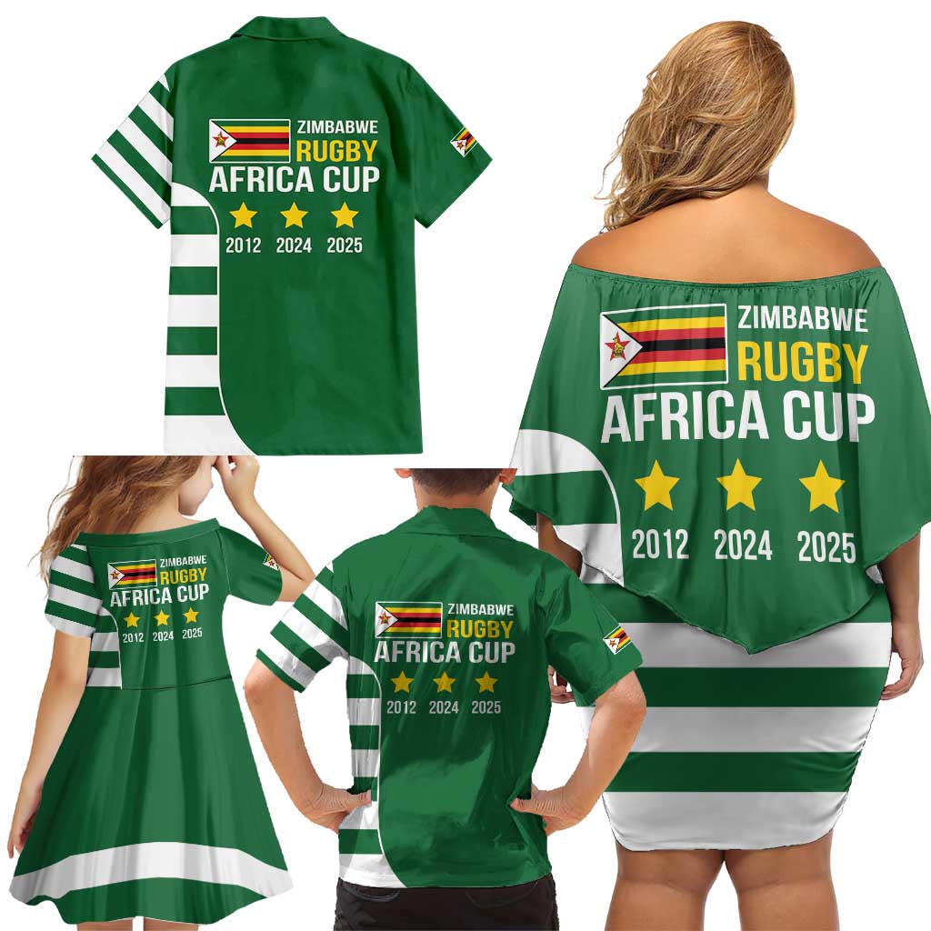 Zimbabwe Rugby Family Matching Off Shoulder Short Dress and Hawaiian Shirt One For The History Sables - Wonder Print Shop