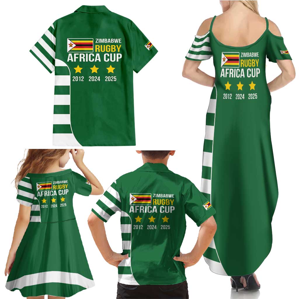 Zimbabwe Rugby Family Matching Summer Maxi Dress and Hawaiian Shirt One For The History Sables - Wonder Print Shop