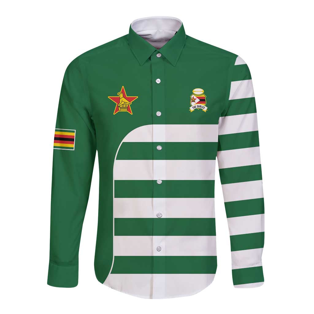 Zimbabwe Rugby Long Sleeve Button Shirt One For The History Sables - Wonder Print Shop