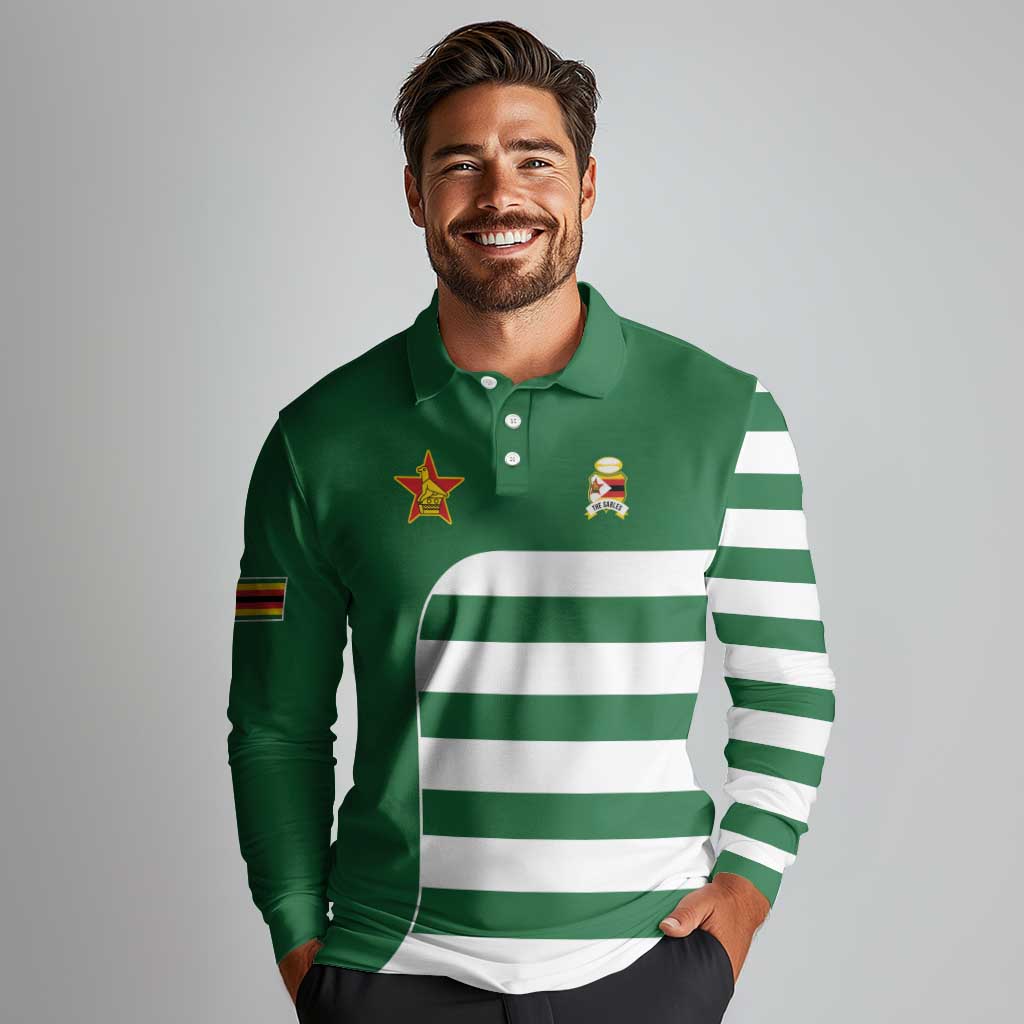 Zimbabwe Rugby Long Sleeve Polo Shirt One For The History Sables - Wonder Print Shop