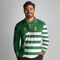 Zimbabwe Rugby Long Sleeve Polo Shirt One For The History Sables - Wonder Print Shop