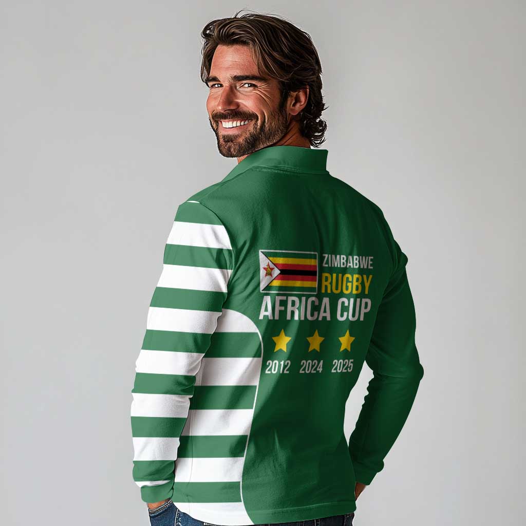 Zimbabwe Rugby Long Sleeve Polo Shirt One For The History Sables - Wonder Print Shop