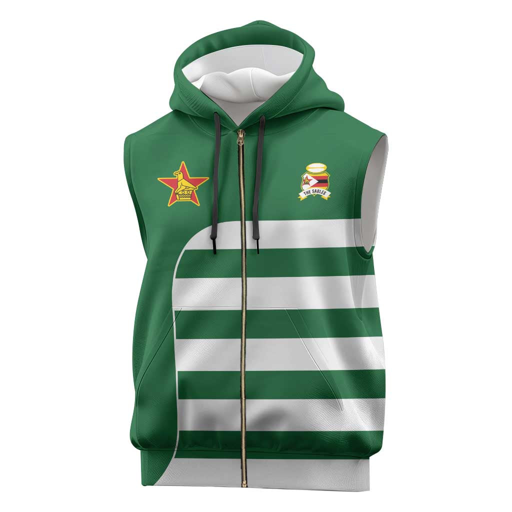Zimbabwe Rugby Sleeveless Zip Hoodie One For The History Sables - Wonder Print Shop