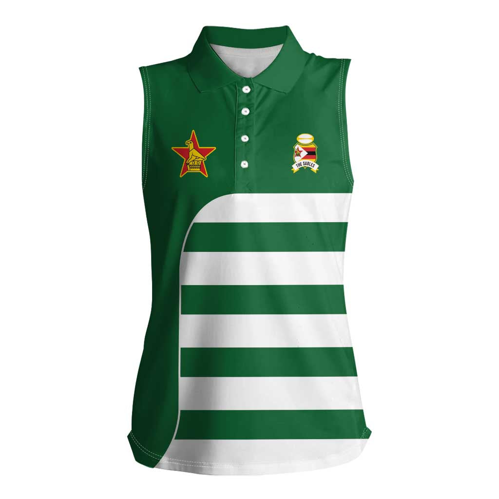 Zimbabwe Rugby Women Sleeveless Polo Shirt One For The History Sables - Wonder Print Shop